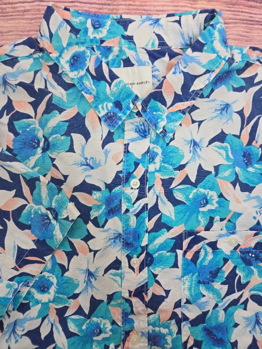 American Eagle Mens Short Sleeve Floral Shirt Size XXL